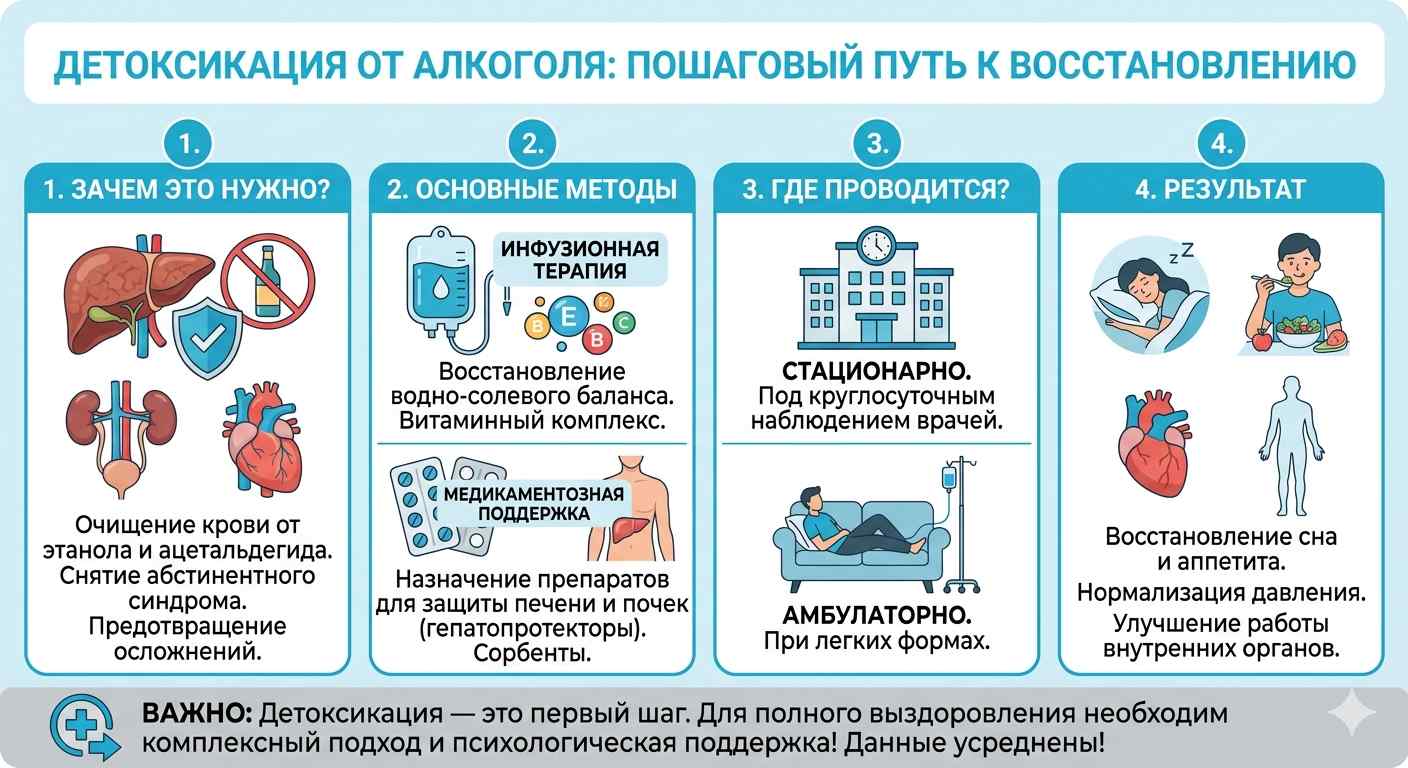 Инфографика детоксикация организма от алкоголя: этапы капельницы, сорбенты и лекарства для восстановления печени и почек в клинике «Источник жизни»