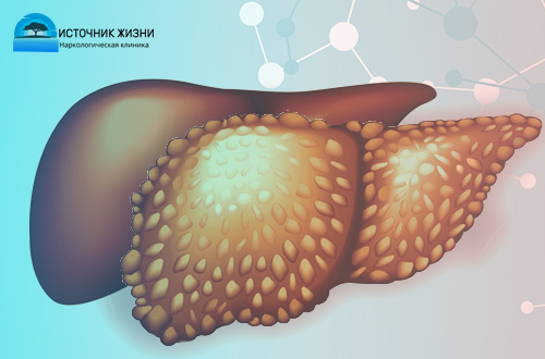 Рисунок здоровой и больной печени